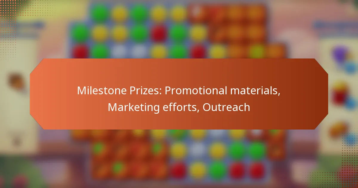 Milestone Prizes: Promotional materials, Marketing efforts, Outreach