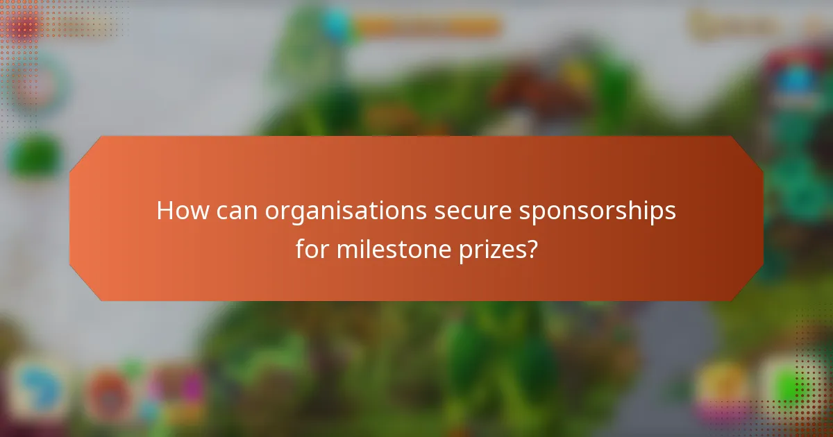 How can organisations secure sponsorships for milestone prizes?
