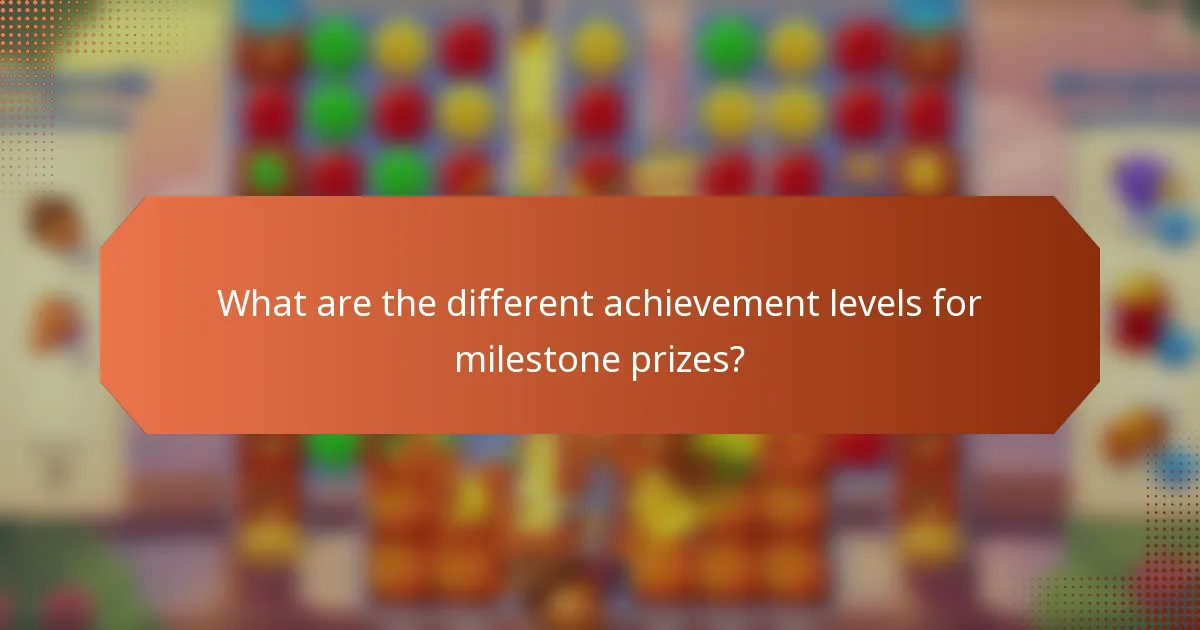 What are the different achievement levels for milestone prizes?