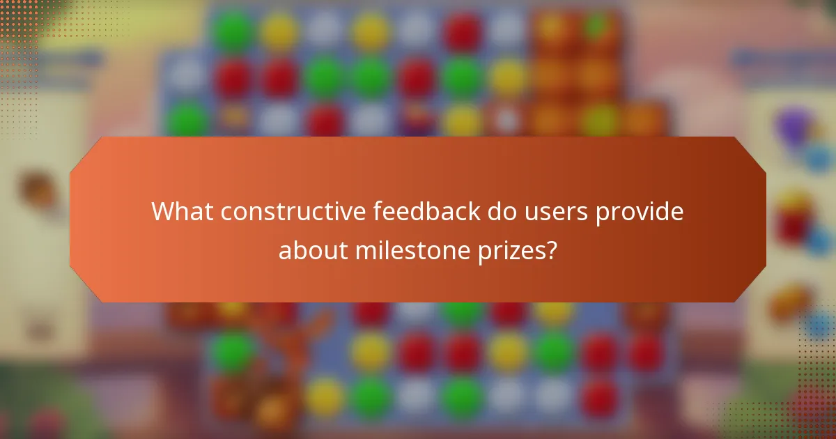 What constructive feedback do users provide about milestone prizes?