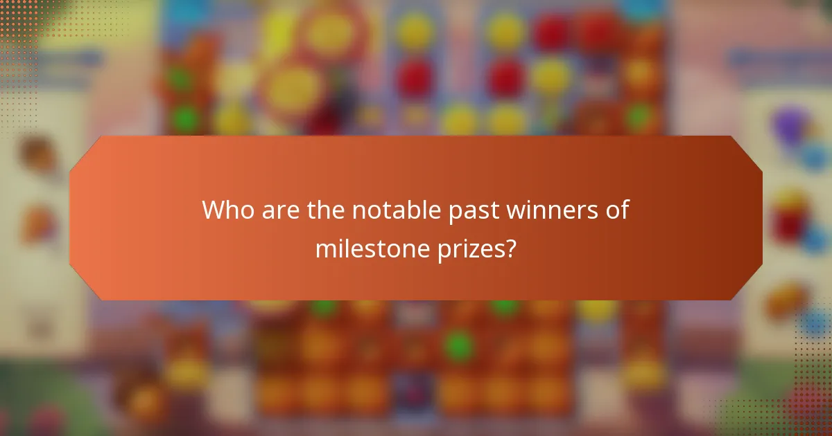 Who are the notable past winners of milestone prizes?